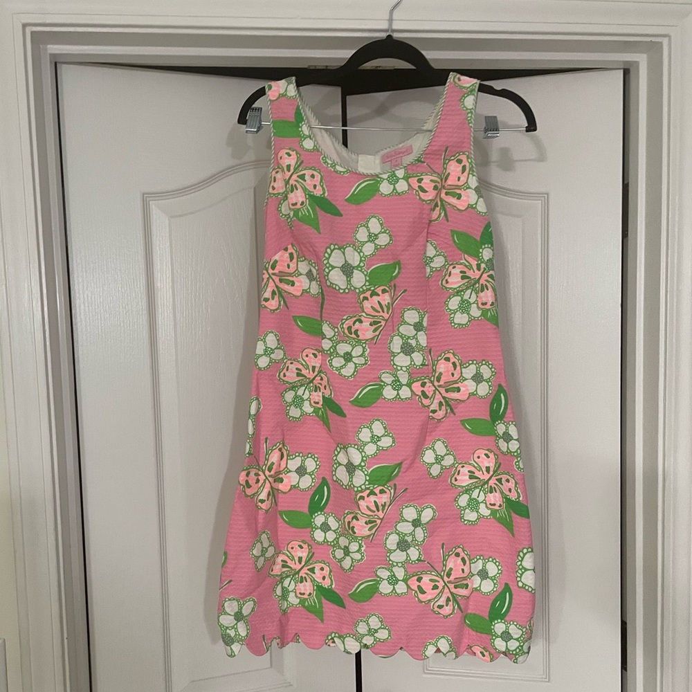 Lilly Pulitzer Butterfly Dress- Scalloped shift - size 2